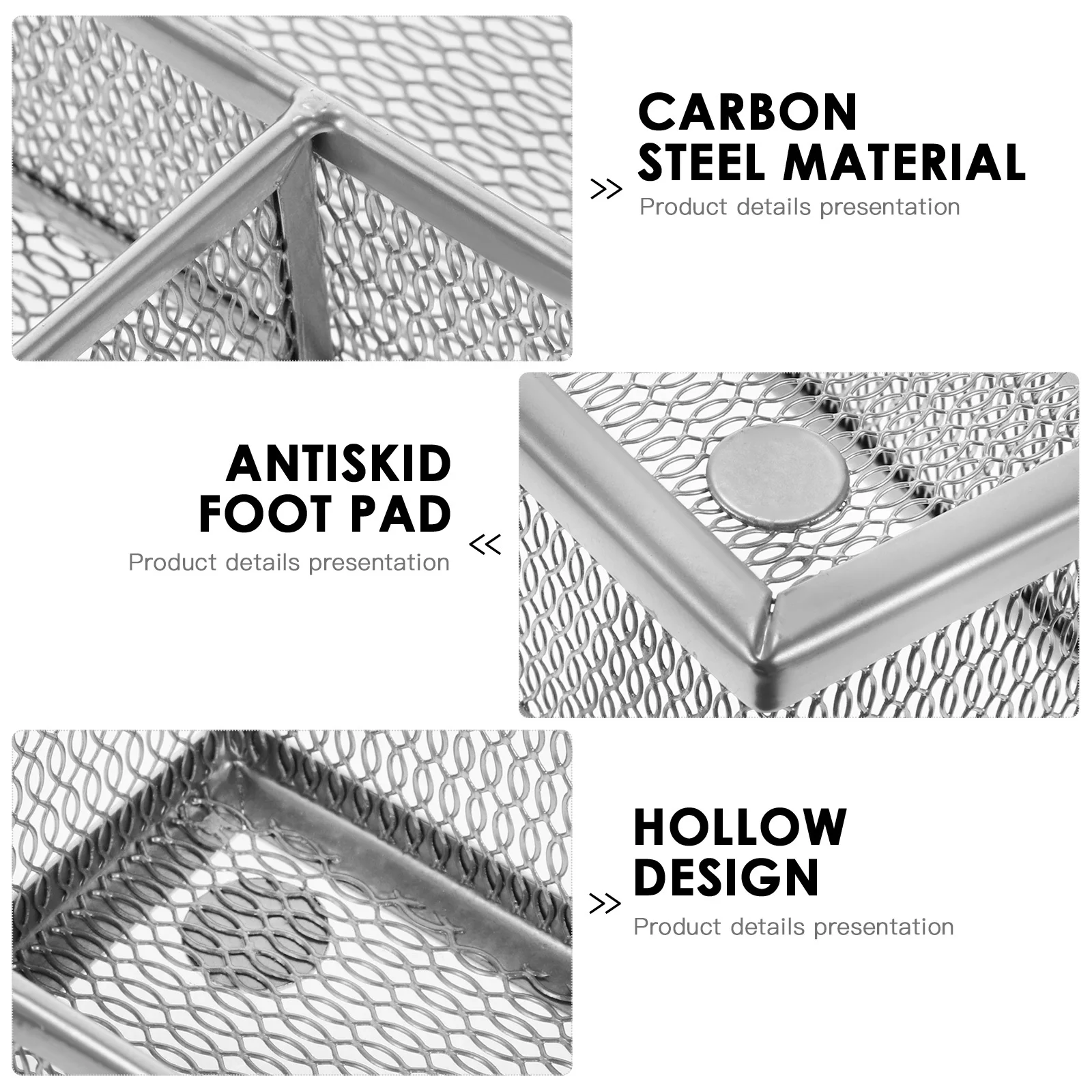 

1pc Kitchen Drawer Organizer Carbon Steel Silverware Tray Non-Slip Storage Bin For Home Office Cabinet Drawer Holder