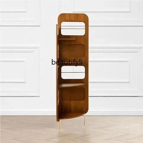 Nordic Home Storage Solid Wood Corner Rack Living Room Bookshelf Triangular Cabinet Bedroom Decorative Rack