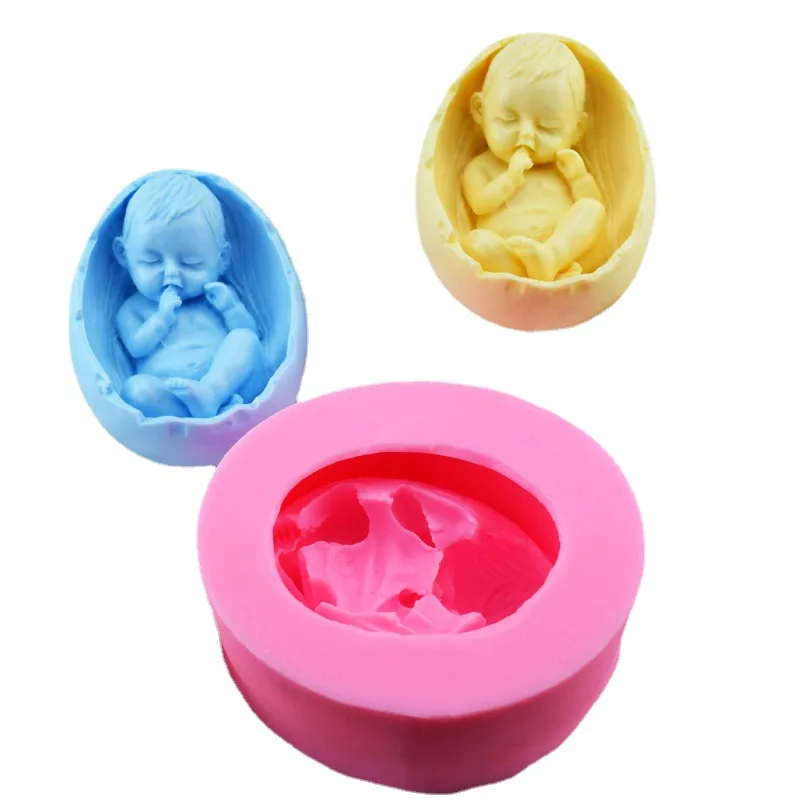 Eggshell Sleep Baby Silicone Candle Mold DIY Creativity Scented Candle Soap Molds Plaster Resin Casting Mould Home Crafts Decor