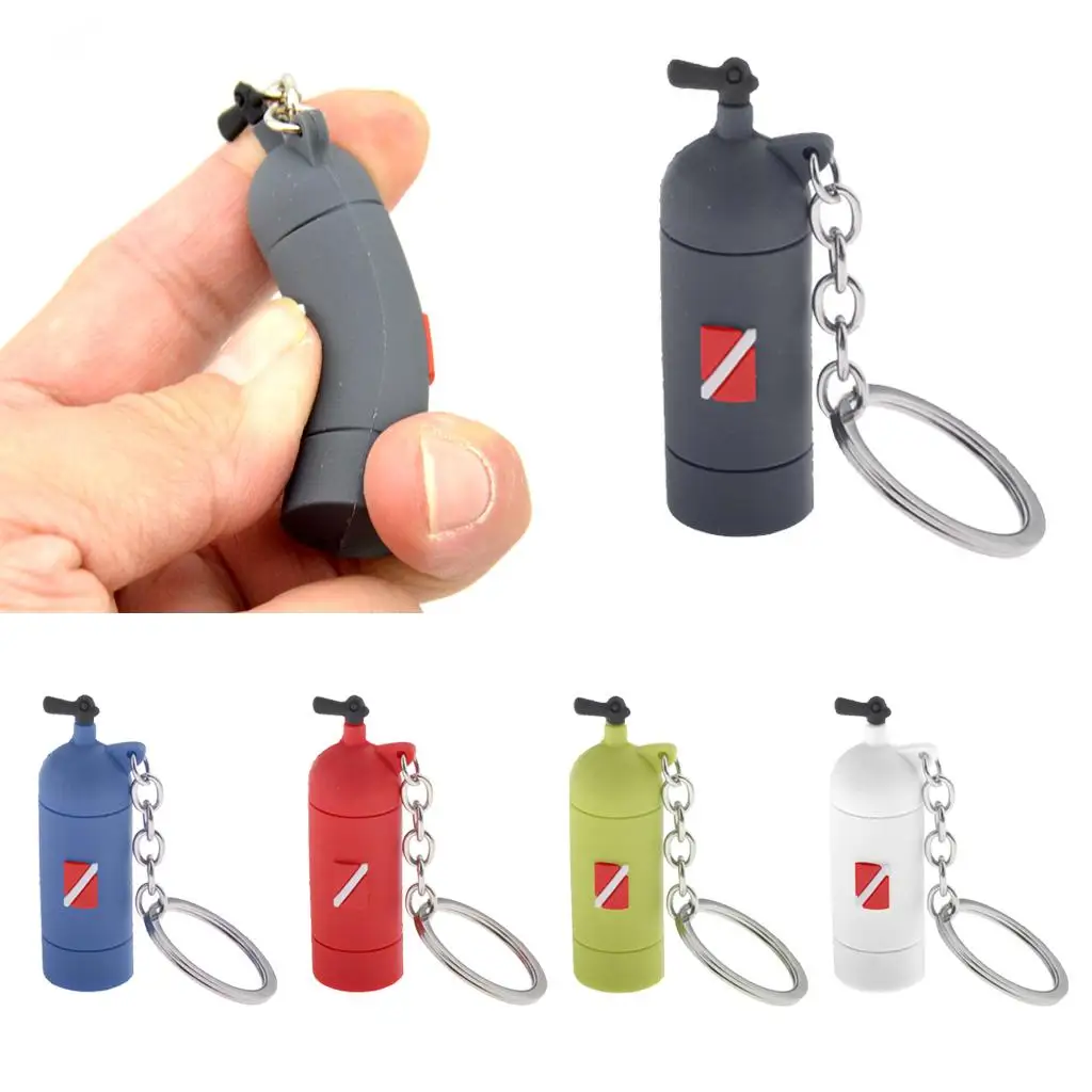 Novelty Diver Gift Mini Diving Tank Key Chain Silicone Scuba Accessories for Purse Bag Backpack