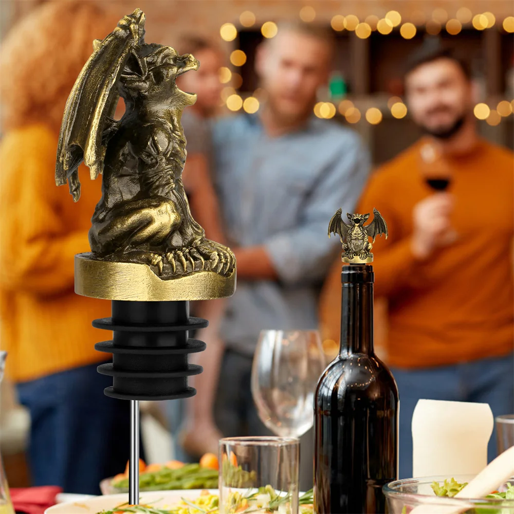 Gargoyle Decorated 2-in-1 Wine Mouth Bottle Stopper Universal Wine Bottle Pour Spouts Home Restaurant Bar Accessory Gift
