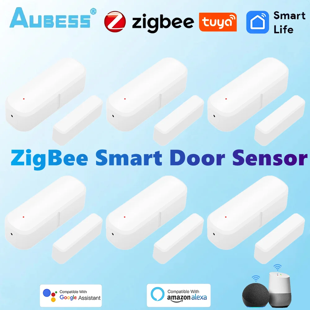 Sensor de puerta inteligente Tuya ZigBee, detectores abiertos y cerrados, protección de seguridad para el hogar, Control de vida inteligente a