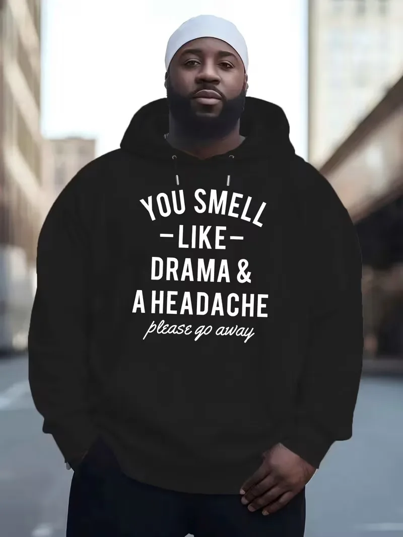 سويت شيرت رجالي فضفاض بغطاء للرأس، بلوفر أسود على طراز الشارع، قميص أمريكي كاجوال بقلنسوة، مناسب لهدايا عيد الميلاد #1