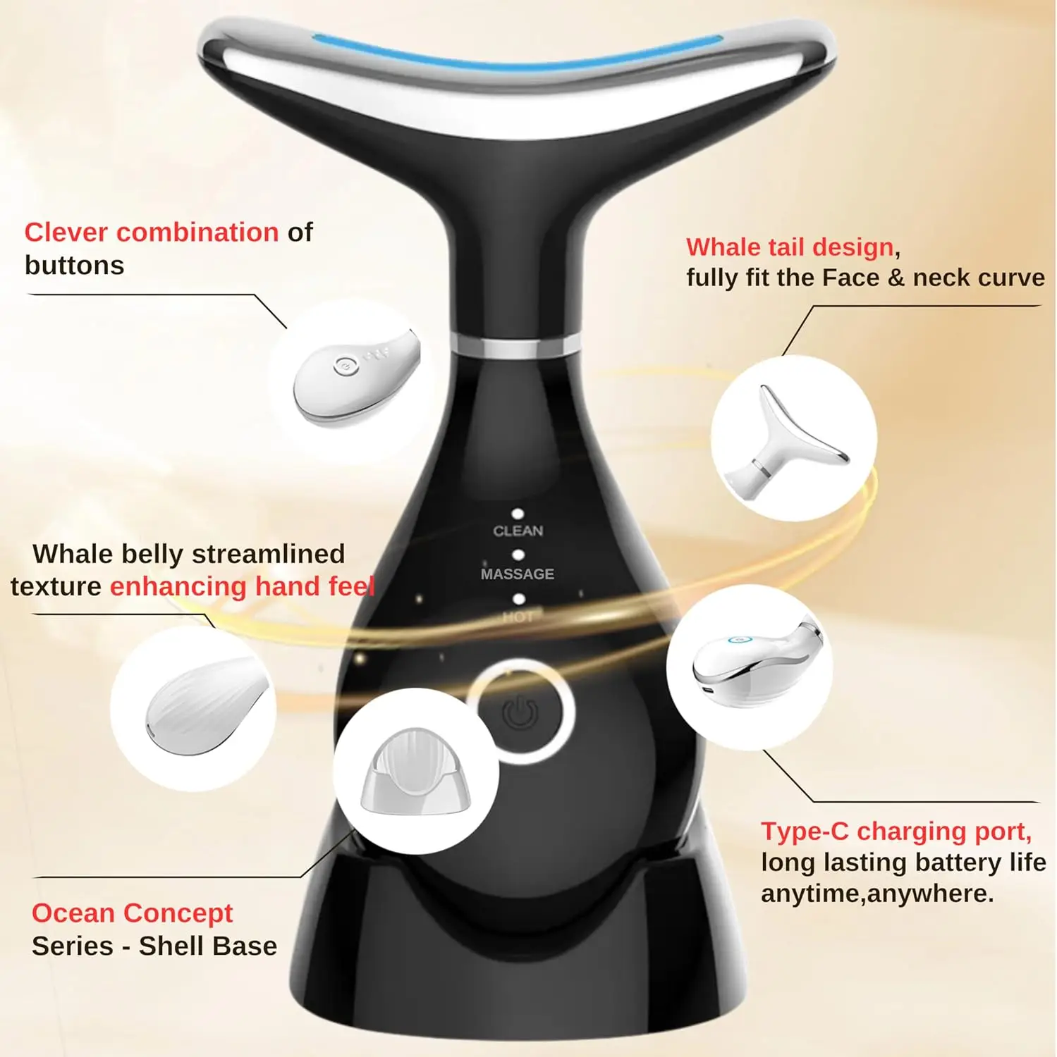 جهاز تجميل الرقبة 3 في 1 LED مكركرنت مدلك الوجه أداة نحت الوجه لروتين العناية اليومي بالبشرة ومكافحة الشيخوخة #6
