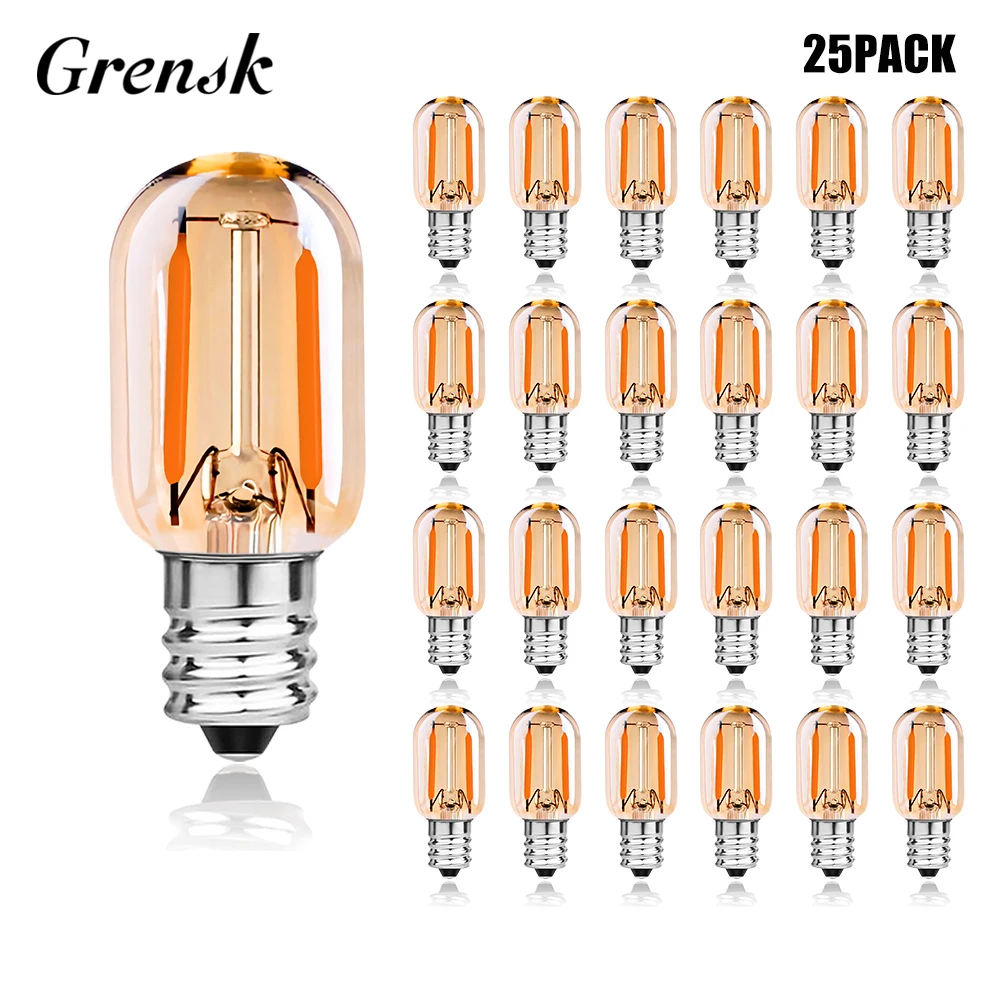 

Vintage LED Filament Light Bulbs E14 220V E12 110V T22 1W Amber Glass 10W Equivalent Candelabra Lava Salt Lamp Replacement Bulb