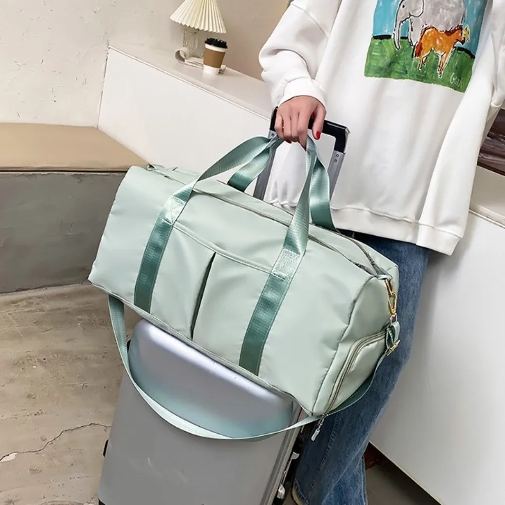 Oxford Travel Luggage Bag Multi-functional Short Distance Large Capacity Handbag with Shoe Compartment Solid Color