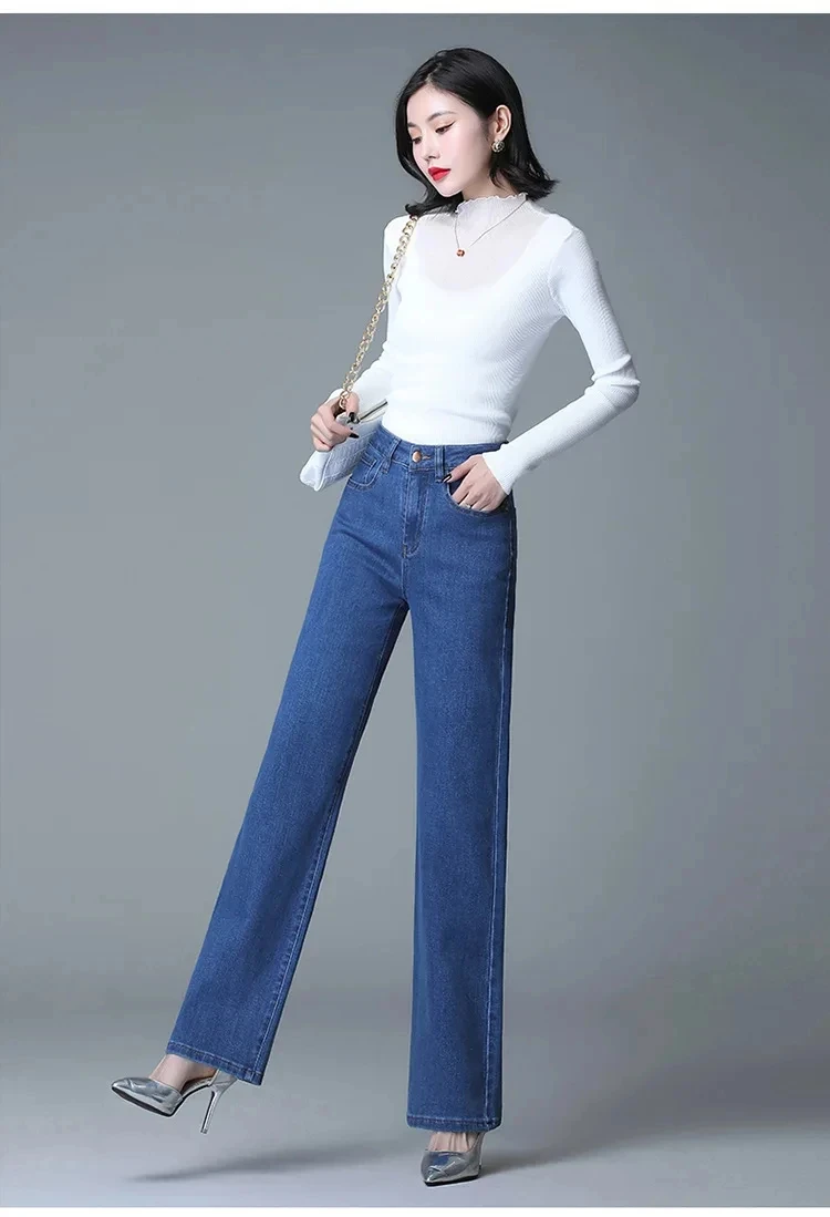 

new spring and autumn fashion casual loose cotton plus size cotton brand mid age female women stretch straight jeans