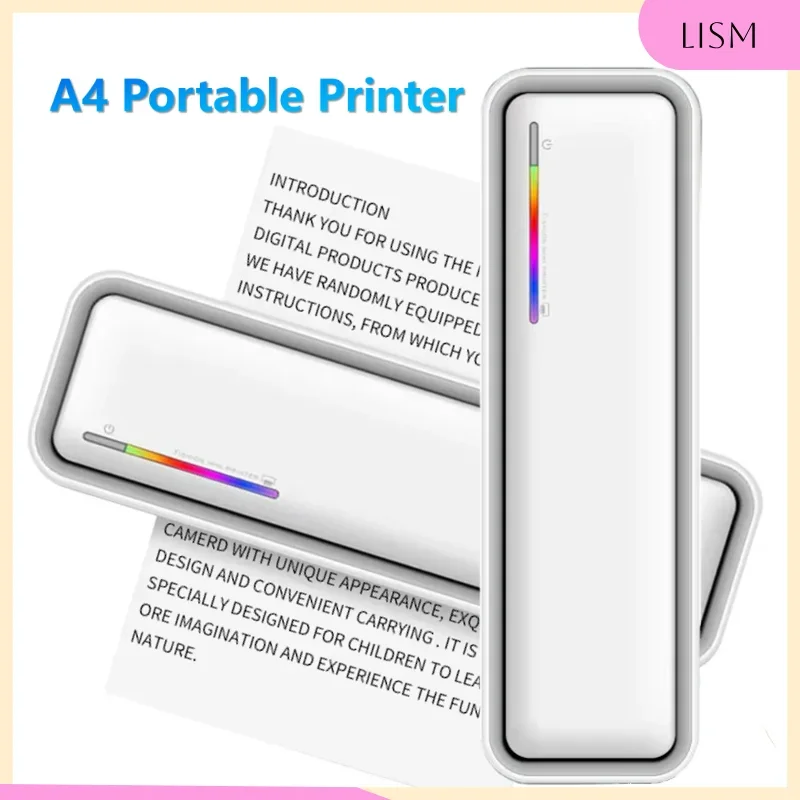 

LISM Portable Printer Wireless X9 Printer 200DPI BT A4 Paper Printing Phone/PC Bluetooth Mobile Office Thermal Mini Printer