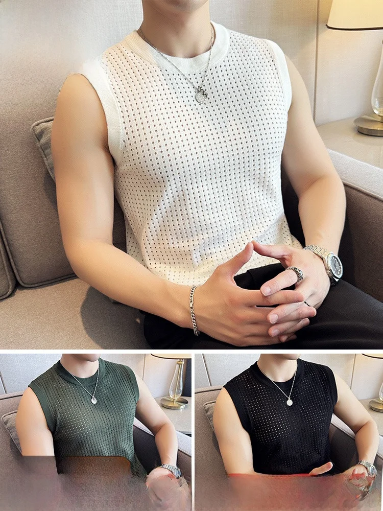 

Мужская летняя тонкая майка Pierre Cardin из ледяного шелка, облегающая, базовый слой, круглый вырез, влагоотводящая, молодежная, модная