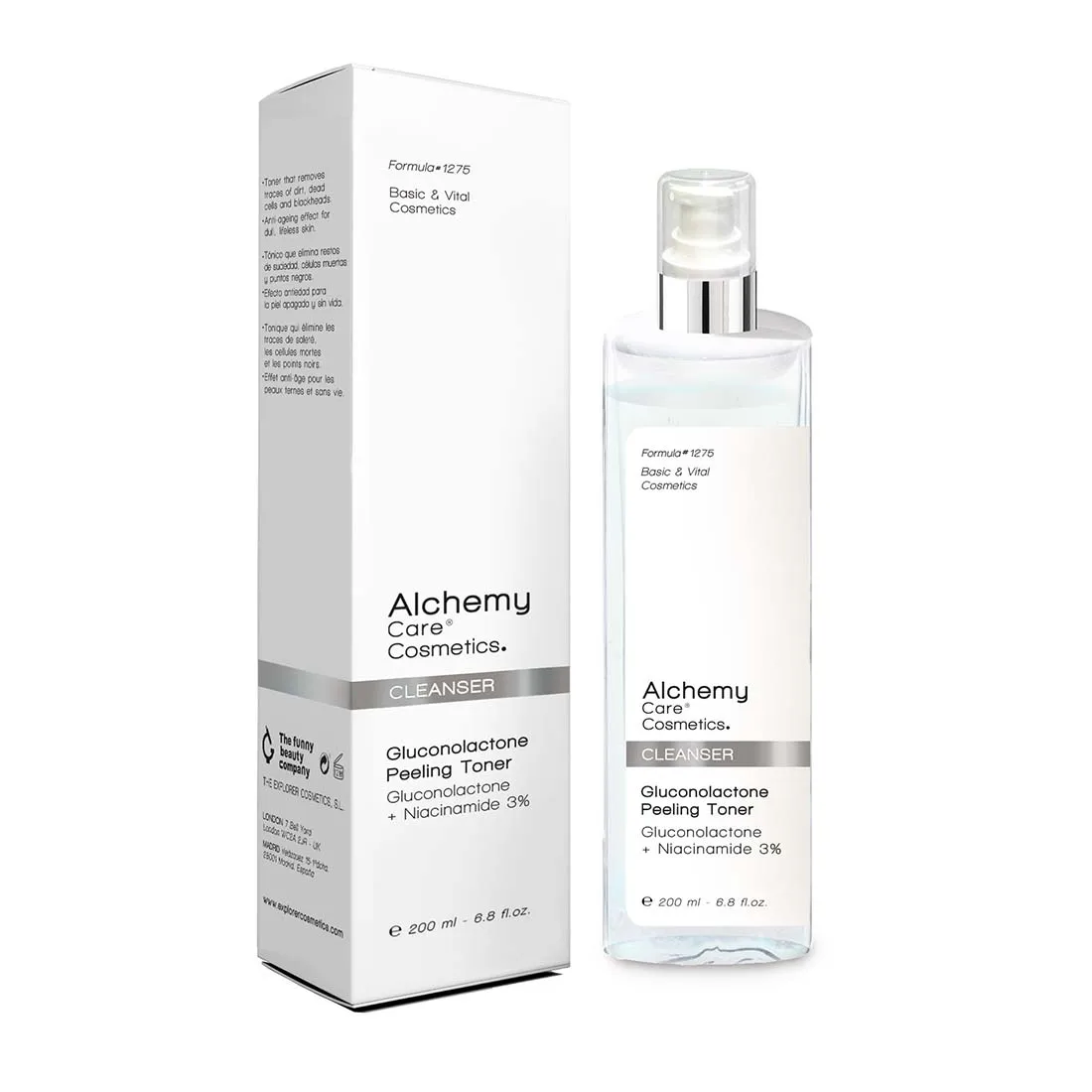 ALCHEMY CARE COSMETICS | CLEANSER: PEELING TONER GLUCONOLACTONE + niacinamide 3% 200mlcleansing Milk for dry and sensitive skin | Soft and skin-friendly cleansing Milk | Vegan formula