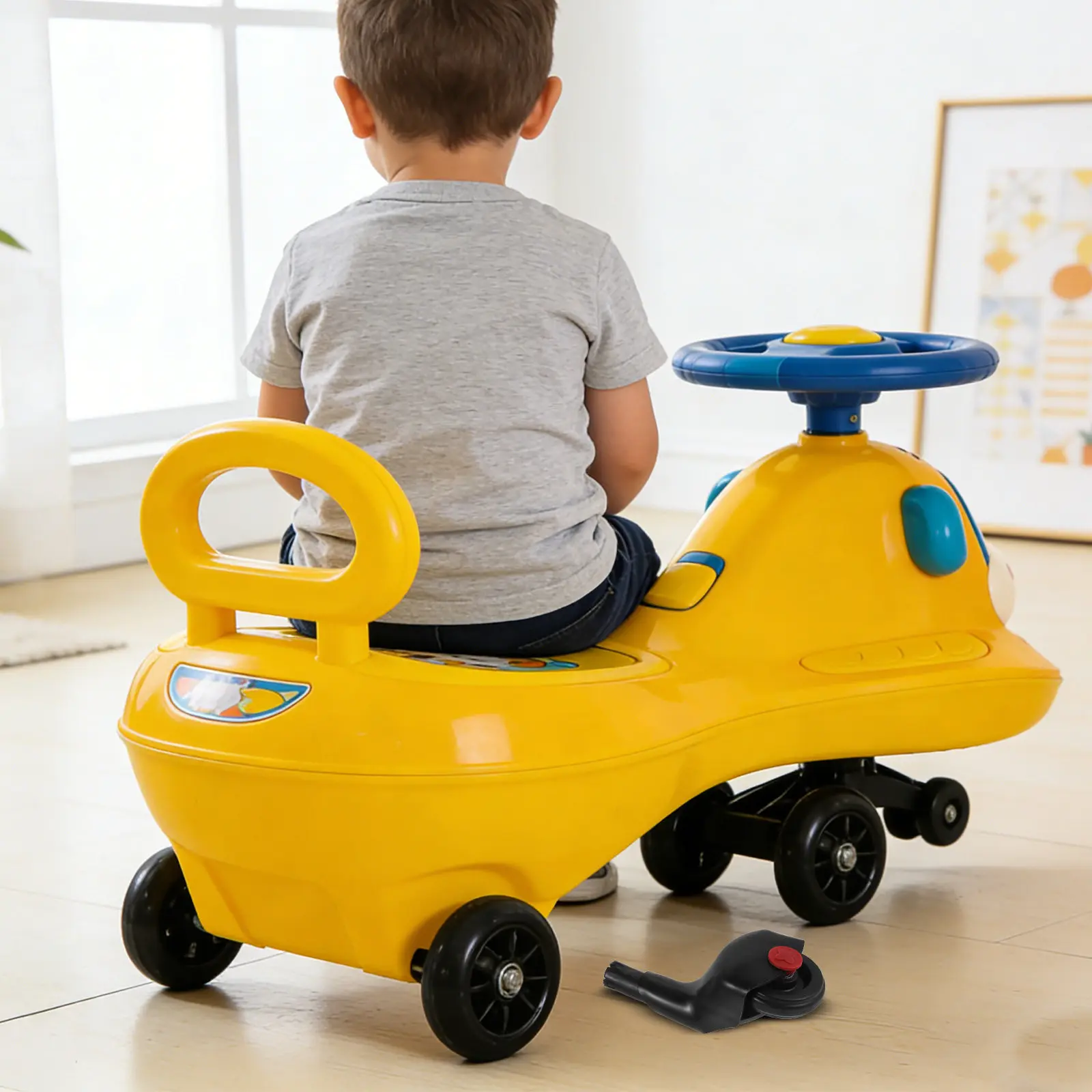 

2 шт. Запасные задние колеса для машинки-каталки: прочные пластиковые, с плавным ходом, поворотным механизмом и нескользящими протекторами, совместимые