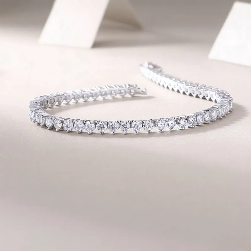 5.6cttw 3mm D Color VVS Moissanite Bubble Tennis Bracelet 925 Sterling Silver Platinum Plated Fine Jewelry Shine Forever 16.5-19