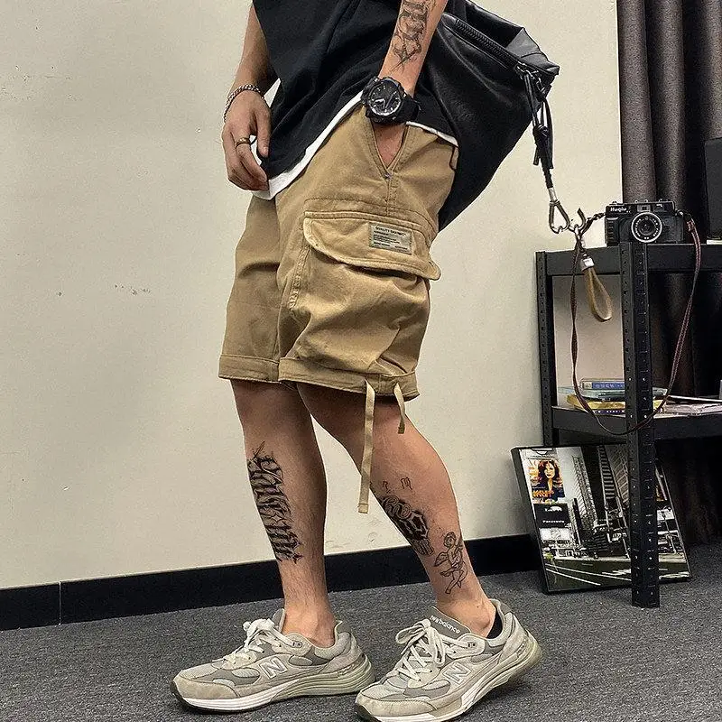 American Retro Workwear Shorts Men's Summer Multi-Pocket Dirt Resistant Casual Five-Quarter Pants Loose Fit mid Waist