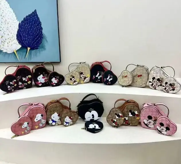 2024 European and American Style Unique Cartoon Mother-Daughter Heart-Shaped Crossbody Bag