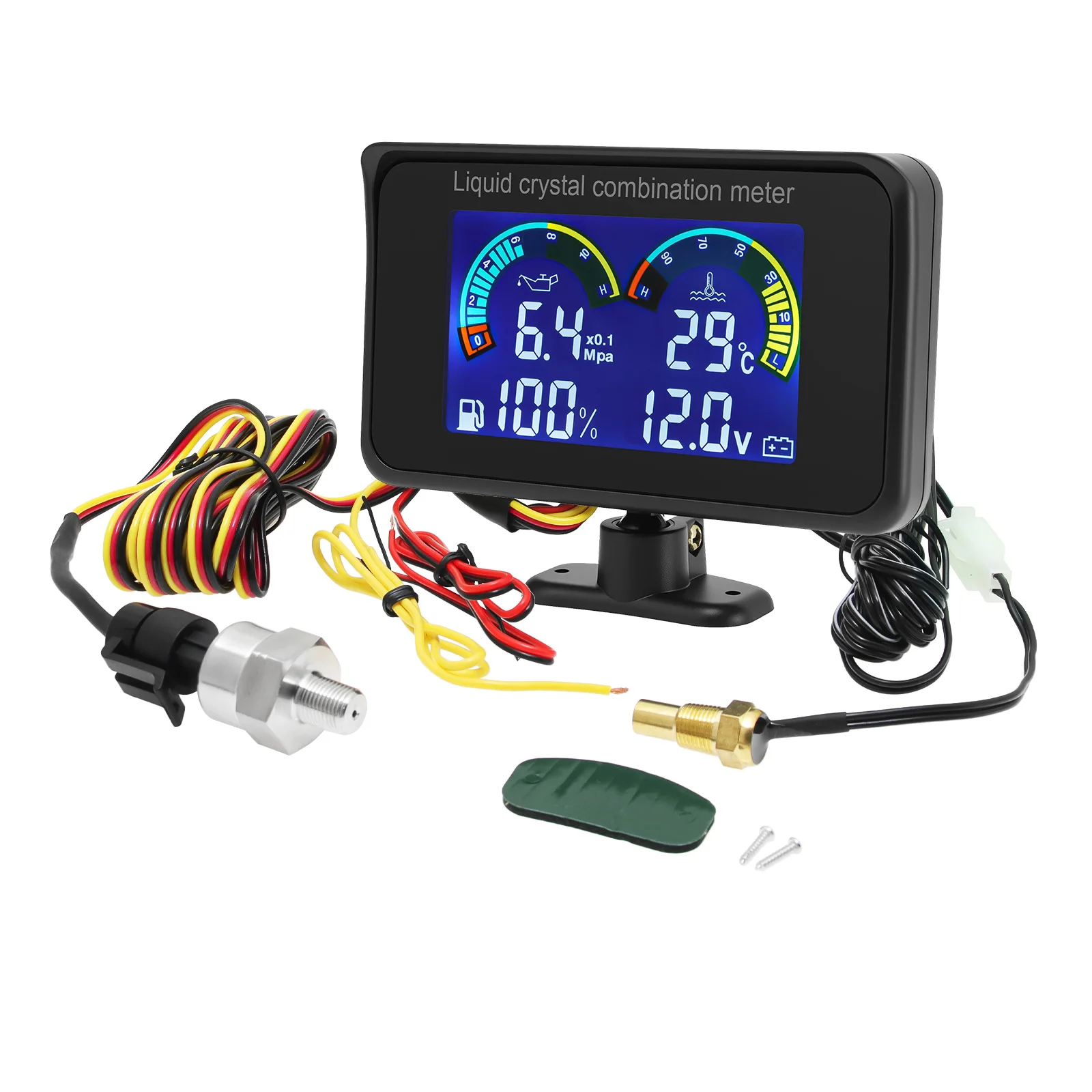 4-in-1 Auto LCD-Anzeige Digitale Öldruck-, Spannungs-, Wassertemperatur- und Kraftstoffanzeige Universelles Instrument 9-36V für Auto, LKW, SUV, Wohnmobil – Detail 7
