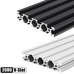 2Pcs Openbuilds 2080 V-Slot Aluminum Profile 100mm-550mm Black/Silver Aluminum Extrusion 20x80mm for CNC 3D Printer Parts