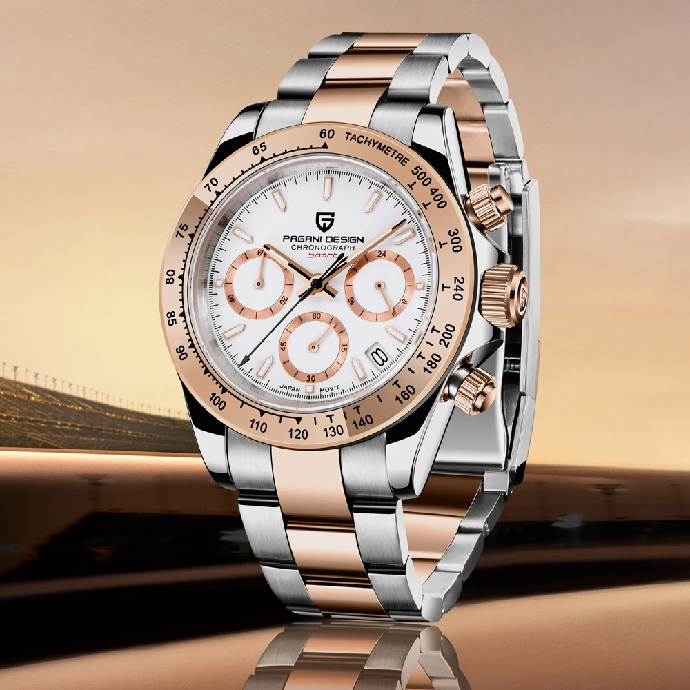 

PAGANI DESIGN New Men's Watches Quartz Wristwatch Rose Gold Luxury Watch For Men Chronograph 100M Waterproof VK63 Movt Clock