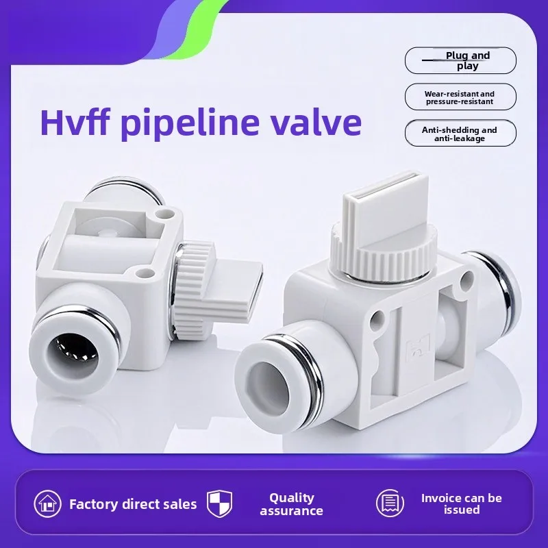 

Pneumatic Quick Coupler PU Air Hose Hand Valve Switch HVFF8 6 8 10 12mm