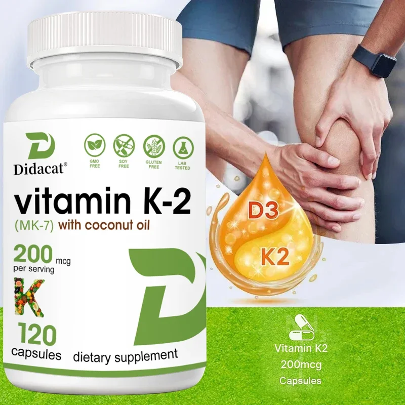 Vitamin K2 (MK-7) Capsules - Helps Promote Calcium Metabolism, Promotes Bone Heart and Skin Health, Immune System Health