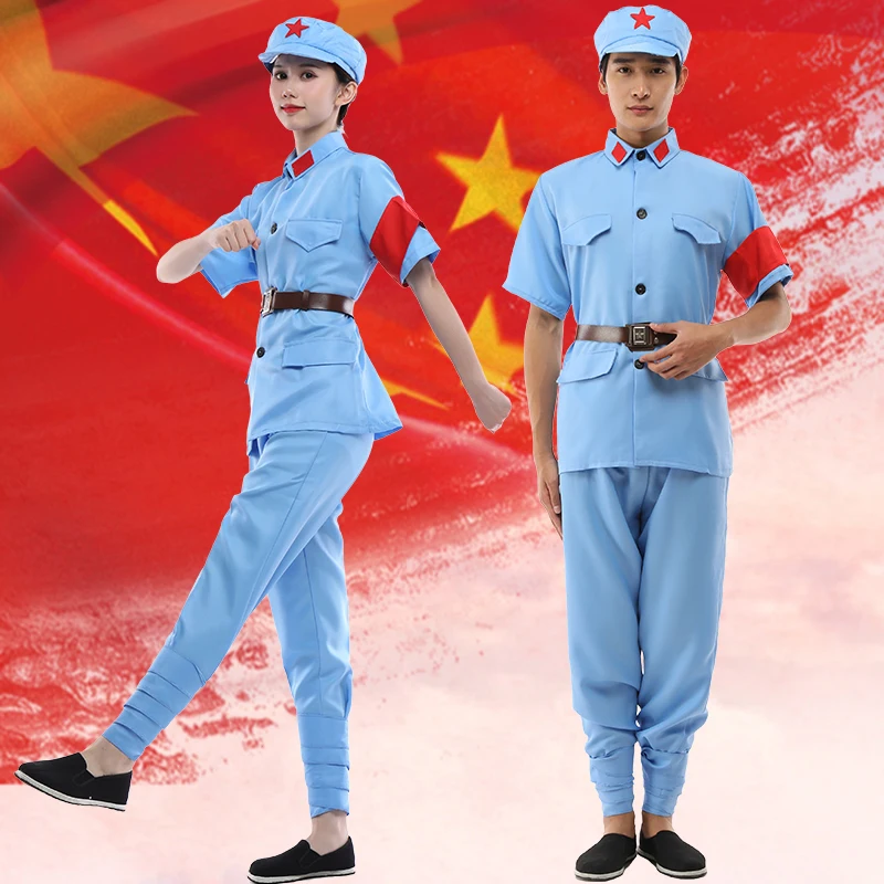 Uniformes militares femininos a oitava rota uniforme do exército guardas vermelhas roupas novo quarto terno do exército coro dança traje cosplay