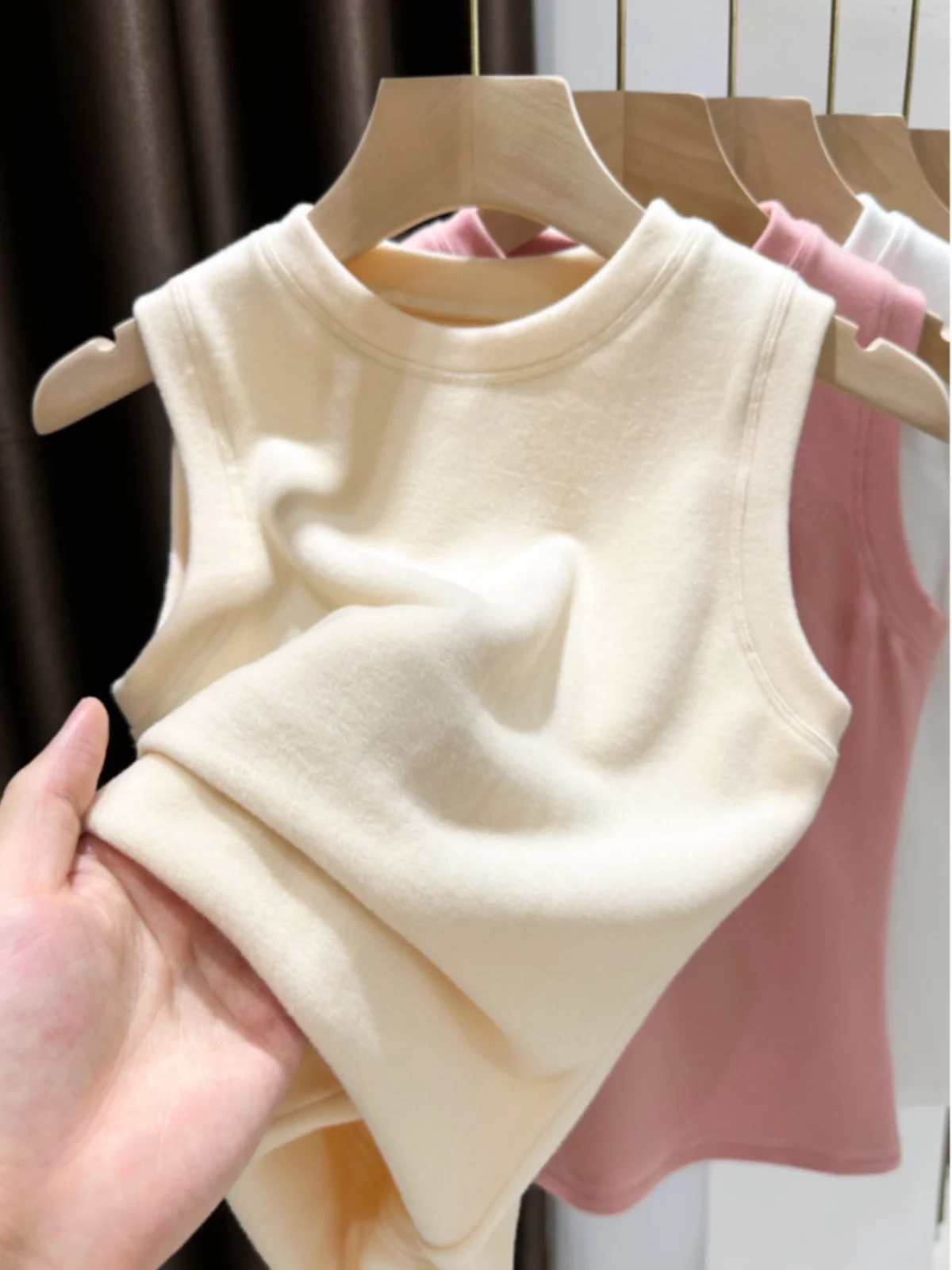 

Двусторонняя бархатная майка с круглым вырезом для женщин, модная осенне-зимняя теплая облегающая базовая футболка для повседневной носки