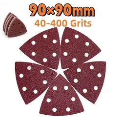Triangle Sandpaper 90×90mm Mouse Sandpaper 6 Hole Self-Adhesive Triangular Sanding Disc 40-400 Grits for Car Polishing Assorted