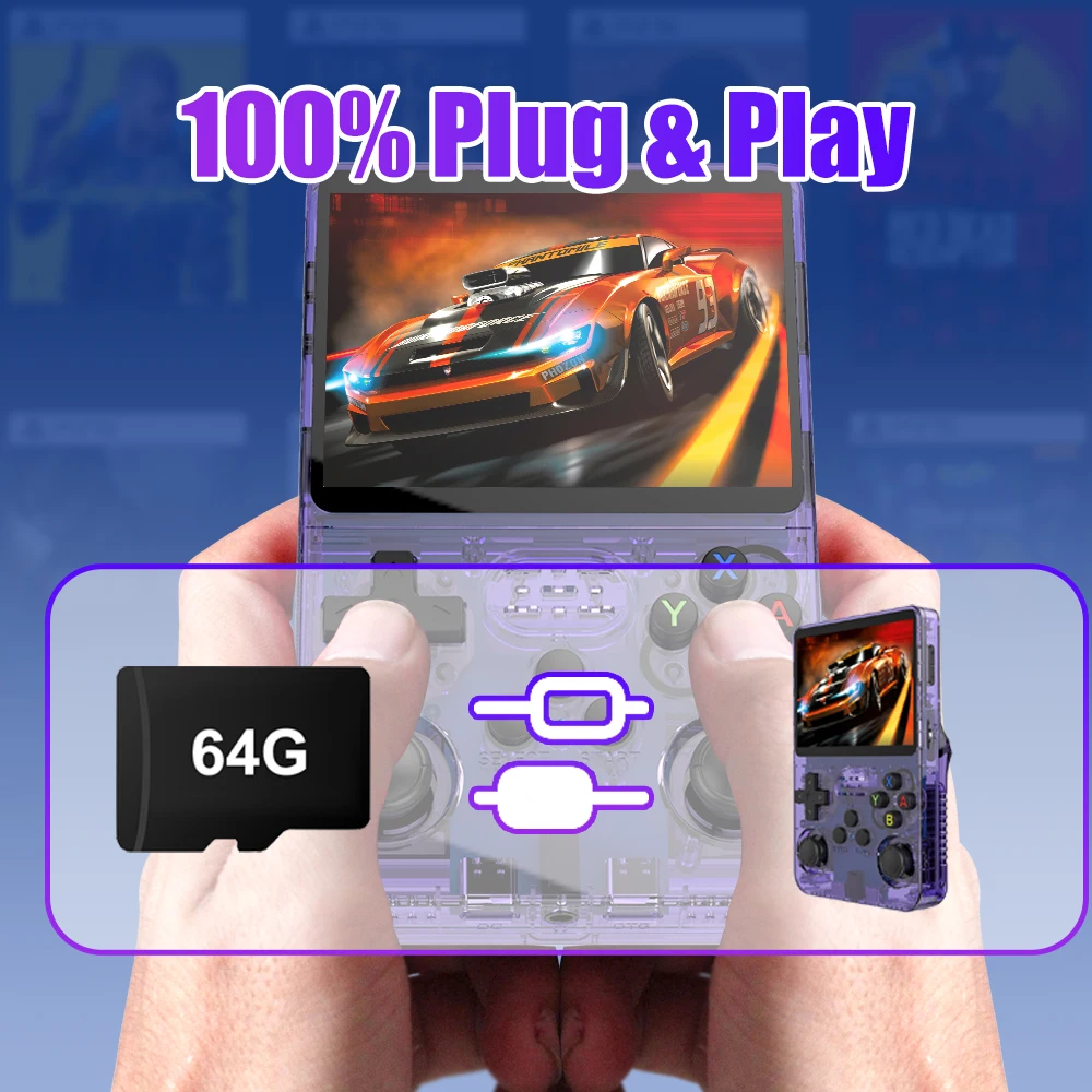 Scheda TF di gioco 64G per console di gioco portatile retrò video R36S EmuELEC 4.7 OS Costruito oltre 18000 giochi retrò per PS1/PSP/N64/SS/SNES