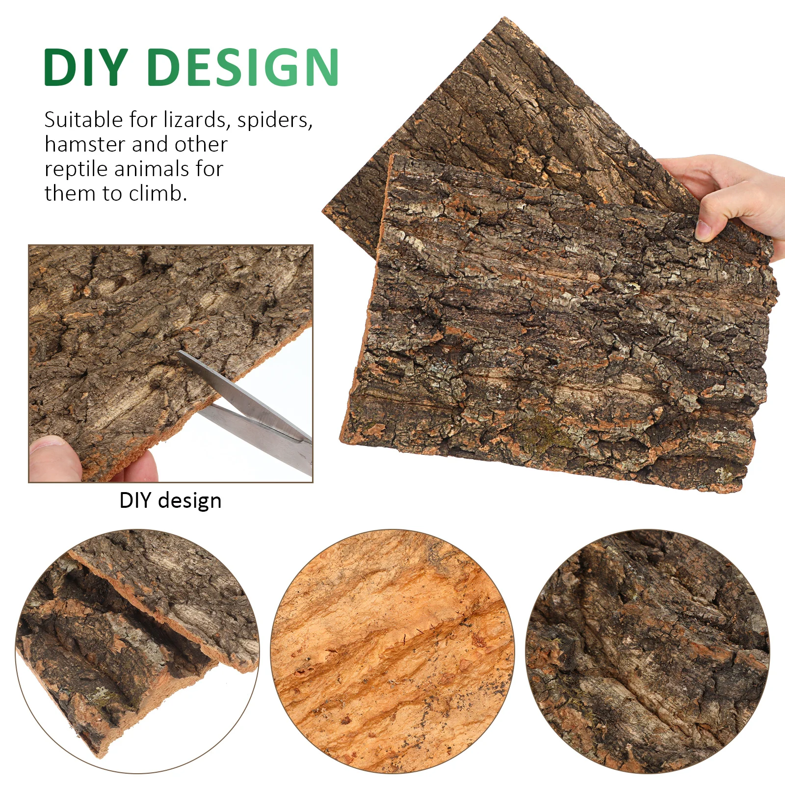 2pcs Reptile Bark Platform Natural Turtle Bask Tree For Lizards Hamster Reptile Cave Terrarium Decor Cork Hide view 2