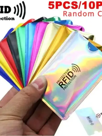 10Pcs RFID Blocking Sleeves, Identity Theft Protection Secure Sleeve for Credit Cards, Debit Card, Clear Plastic Sleeve
