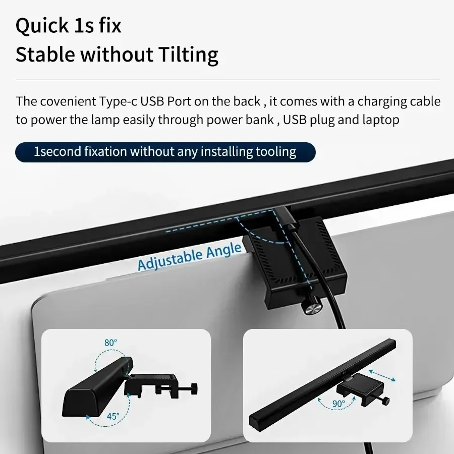 LED Desk Lamp Monitor Light  PC Computer Dimmable Screen Light 33cm 50cm Office Study Reading Hanging Table Lamp USB Powered