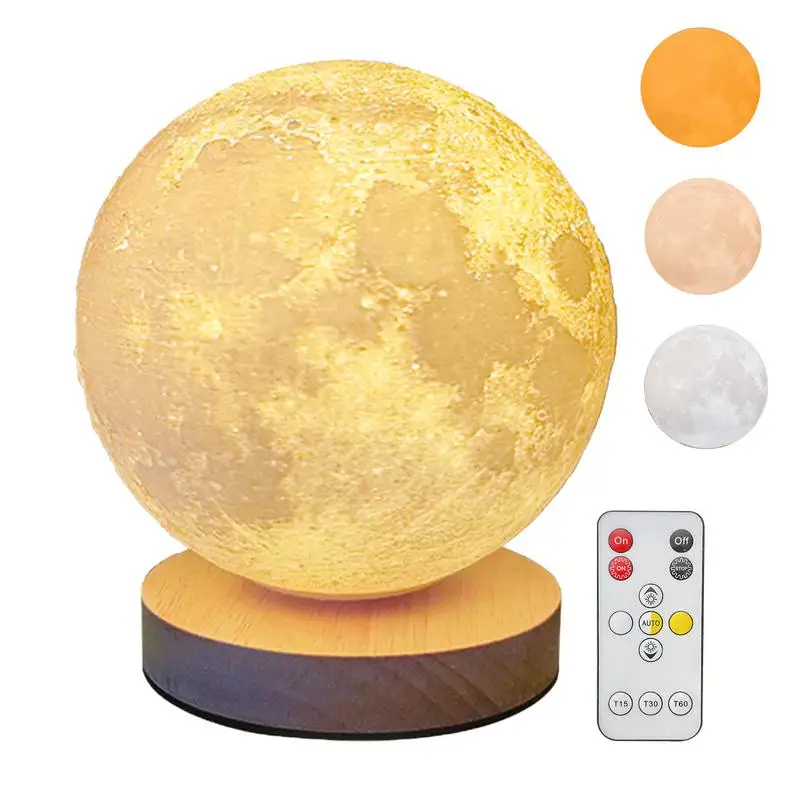 360 Rotating 3D Led Moon Lamp Magnetic Planet Night Light 3 Colors Changing Atmosphere Bedside Desk Lamp Kids Novelty Gifts