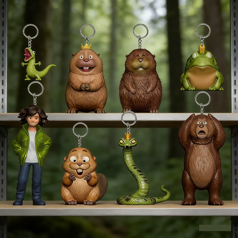 Portachiavi Pixar Hoppers Beaver Transformation Project, Blind Box, Espositore, Modellino Personaggio con Carta Casuale per Bambini