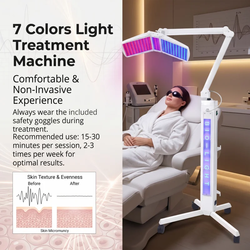 7 Colors LED Light Therapy Machine Acne Treatment Machine Floor Standing For Home Salon Use