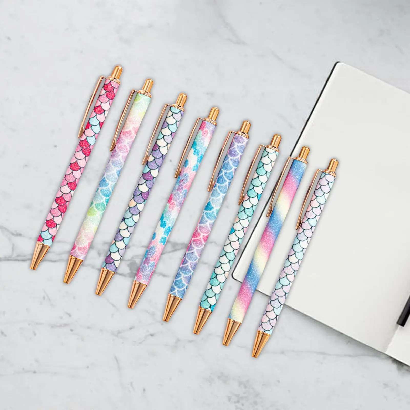 

8x шариковая ручка, ручки с бисером, модные чернильные ручки-роллеры, гладкая ручка для письма рыбы