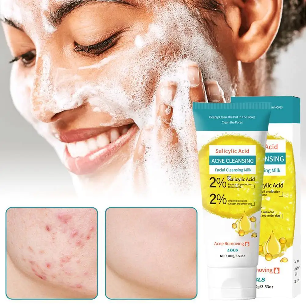 100g di acido salicilico detergente per il viso schiuma per il lavaggio del viso cura del viso detergente per il viso detergente idratante prodotti per la pelle idratante F0R6