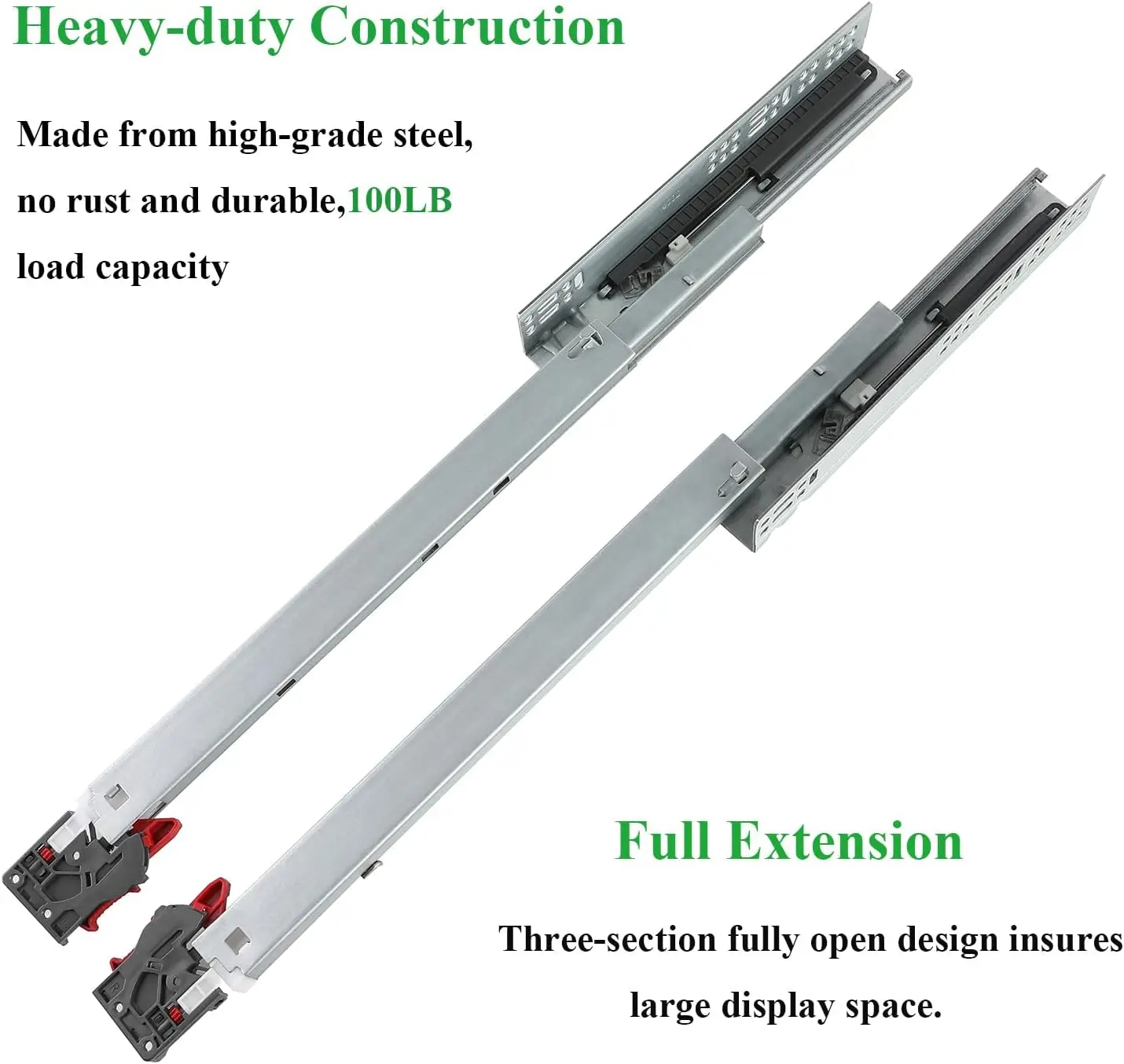 6 Pair of 22 Inch Soft Close Undermount Drawer Slides,Full Extension Bottom Mount Drawer Glides Rails