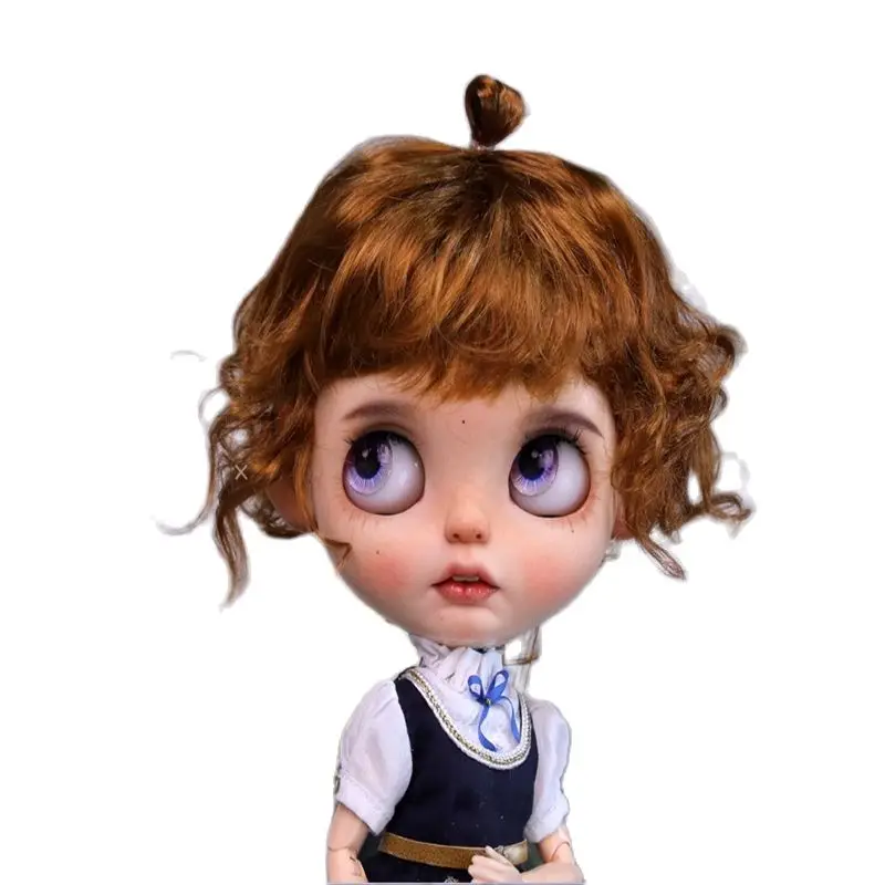 Blythes doll imitation hair fits in a 1/6 9-10size stylish style roll with a small tug-tug imitation mohair wig with carrot gold