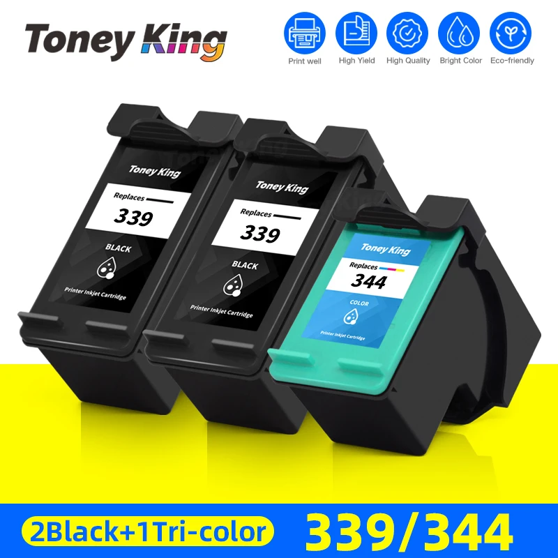 

TONEY KING Ink Cartridge 339 344 XL Compatible For HP339 For HP344 DeskJet 6540 6540d 6620 6840 9800 Officejet 7210 7310 7410