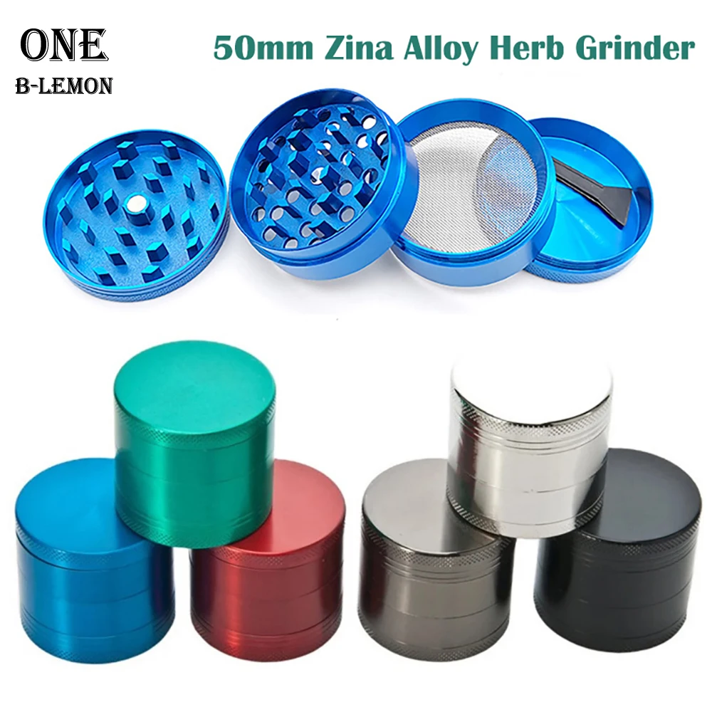 

14pcs 50mm Zina Alloy Herb Grinder Spice Mills 4-parts Durable Herb-medicine Crusher Smoking Accessories for Smoker Holiday Gift