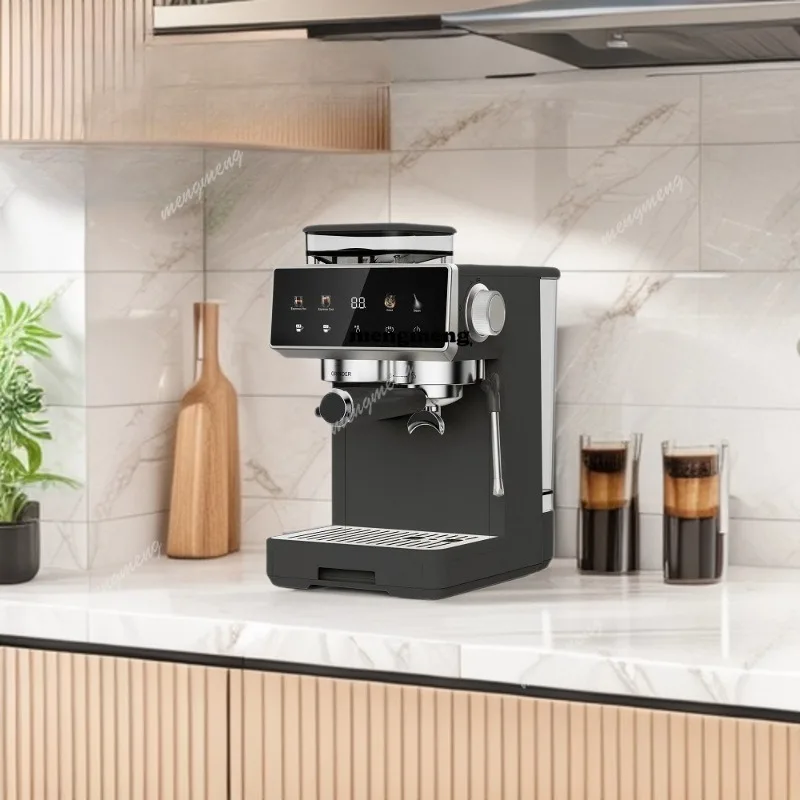Customizable household semi-automatic espresso machine grinding milk foam integrated color screen touch