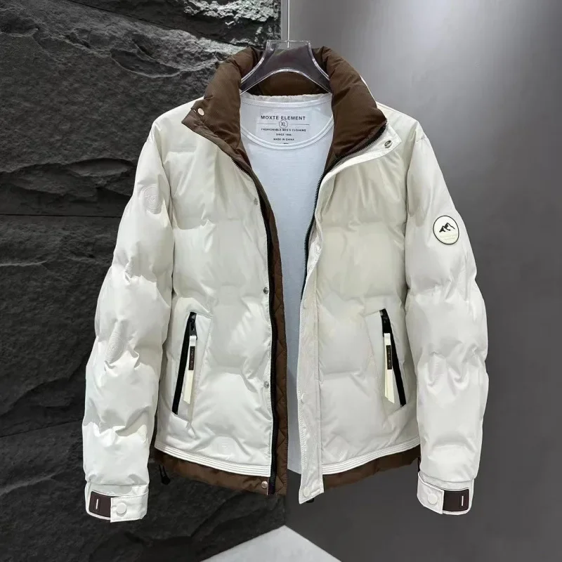 2025 men's winter new thickened white duck down jacket, youth, stand-up collar short down jacket