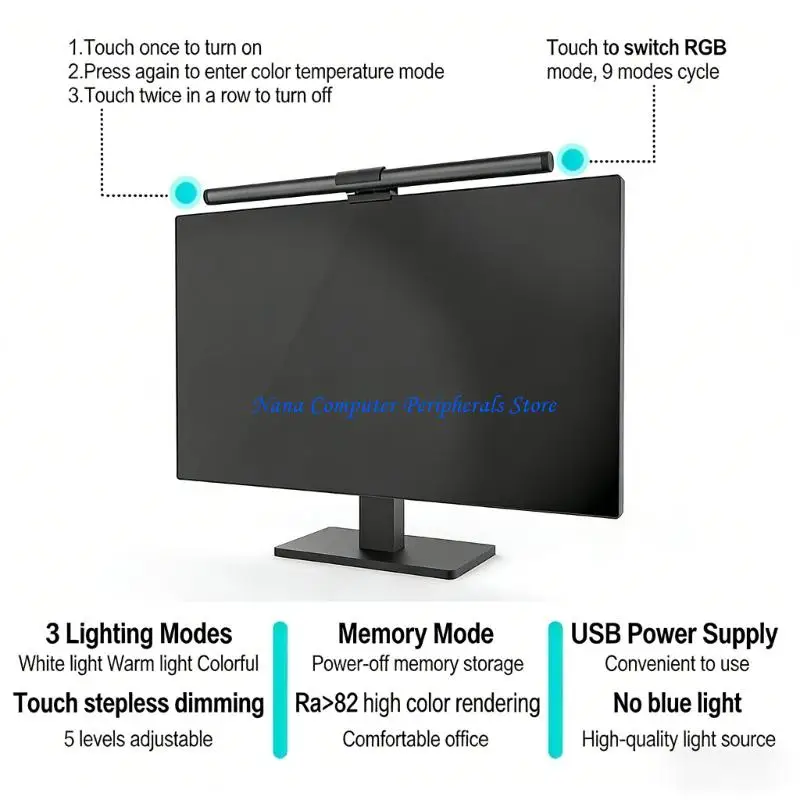 F68C Monitor Light Bar Computer Light Touchable Control Color Temperature Desk Lamp for Computer LED Table Lamp Computer