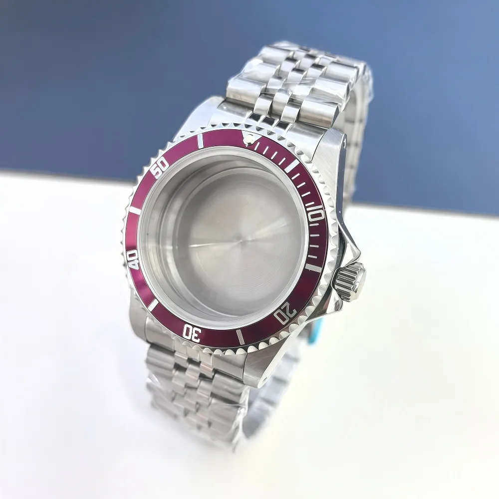 حافظة ساعة كلاسيكية 39.5 ملم مع حركة NH35 NH34 NH36 إطار من الفولاذ المقاوم للصدأ والألومنيوم زجاج مستدير - إكسسوارات الساعة