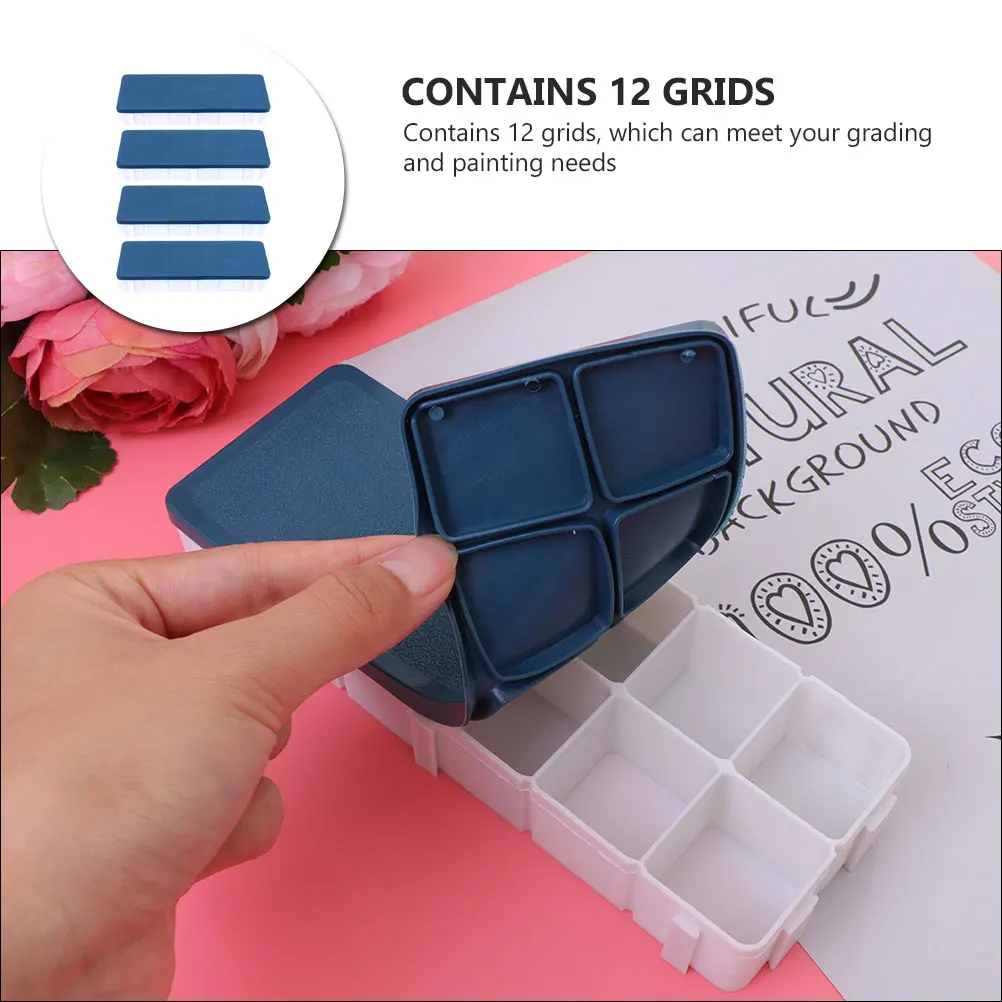 

4pcs Plastic Color Mixing Board 12 Grids Paint Trays Easy Clean Art Supplies Diy Watercolor Pigment Trays Student Stationery
