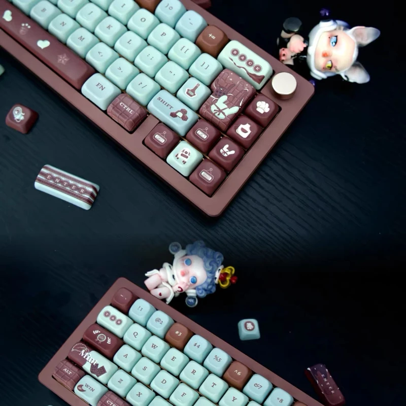 Mint Chocolate Keycaps Custom EOA Profile Personalized Keycap Cute Point Key Caps for Gaming  Wooting Mechanical Keyboard