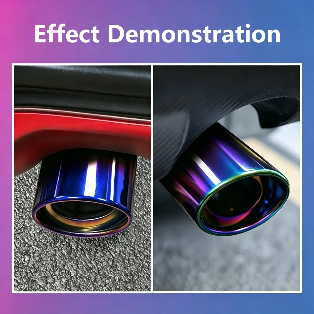 1 Stück 2,5" Einlass Auto Auspuff Endrohr Universal Edelstahl Chrom Verkleidung Heck Auspuffblende Modifikationsteile – Detail 1