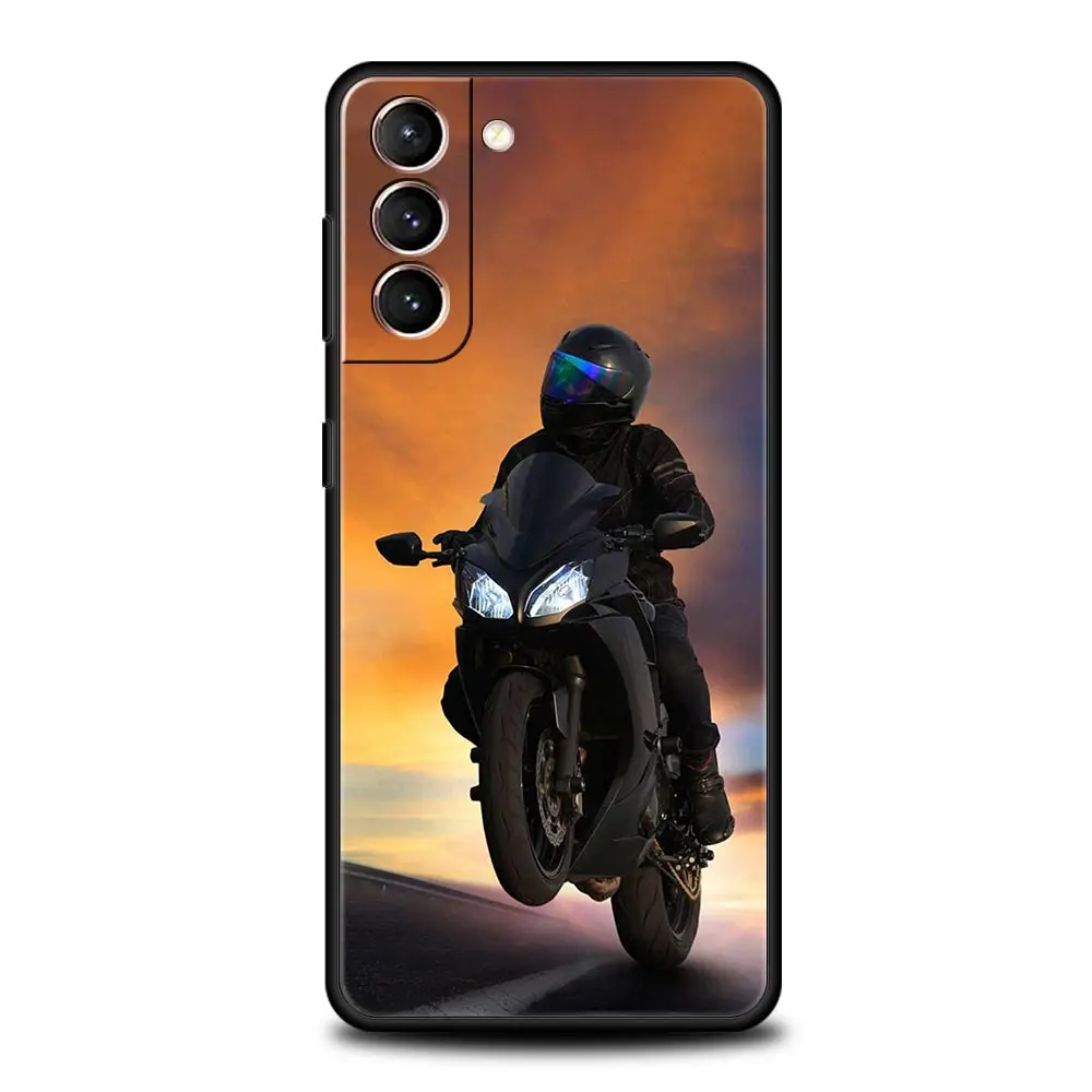 Moto Cross Motorcycle Sports Phone Case For Samsung Galaxy S23 S22 S21 Ultra S20 FE 5G S10 S9 S24 Plus S10E Cover Silicone Shell