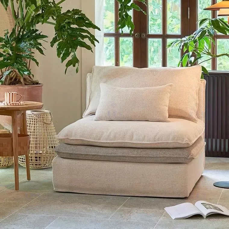 Living room sofa small apartment super soft double three-person linen fabric sofa removable and washable