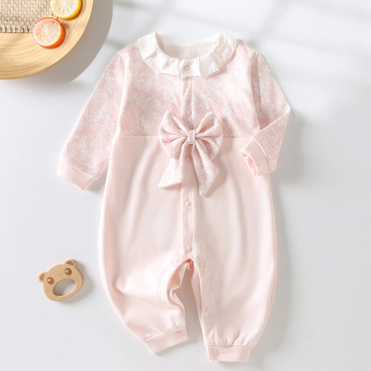 Baby Romper Girl Cute Bow Tie Long Sleeve Bodysuits & One-pieces 100% Cotton Bodysuit for Four Seasons Bebe Outfits