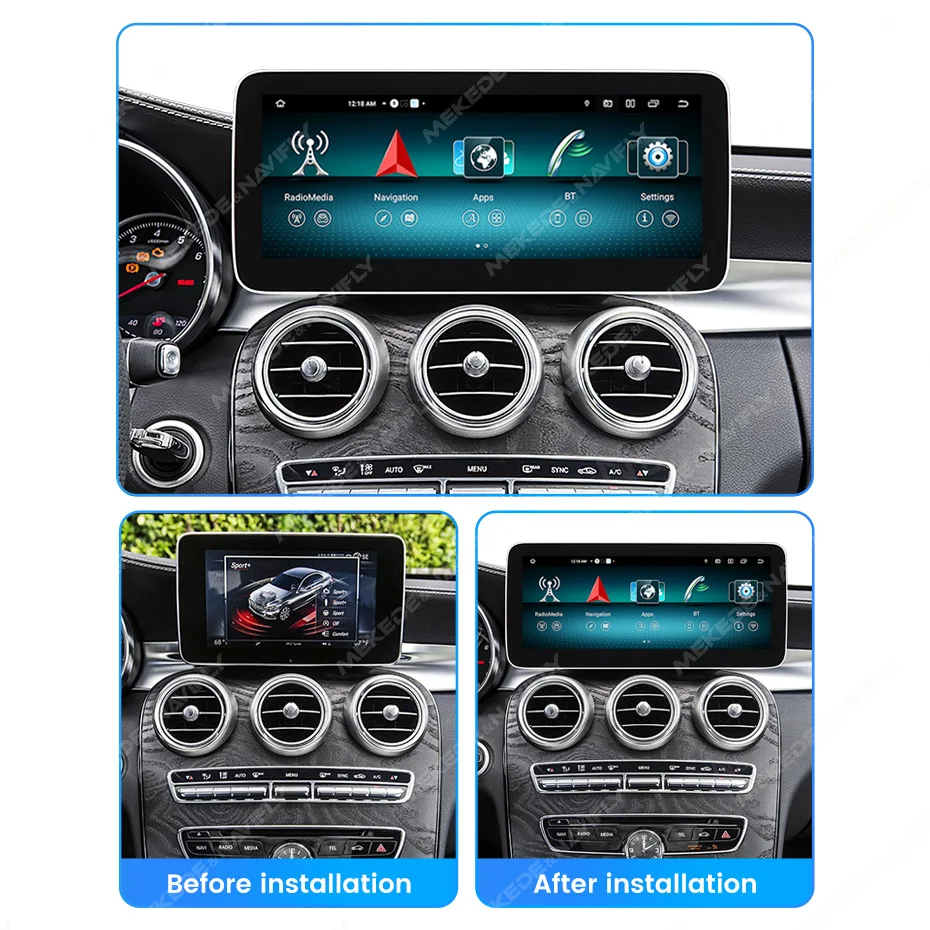 Leitor de vídeo multimídia para Mercedes-Benz Classe C W205 GLC X253 Classe V W446, GPS CarPlay, rádio automático Android, ROM de 128GB, tudo em um